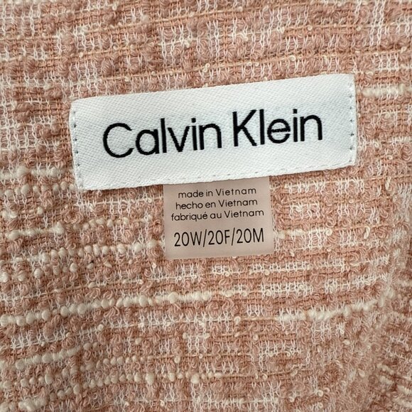 New Calvin Klein Plays Size 20 W Pink Tweed Puff Sleeve Sheath Dress Work Career - Picture 8 of 10